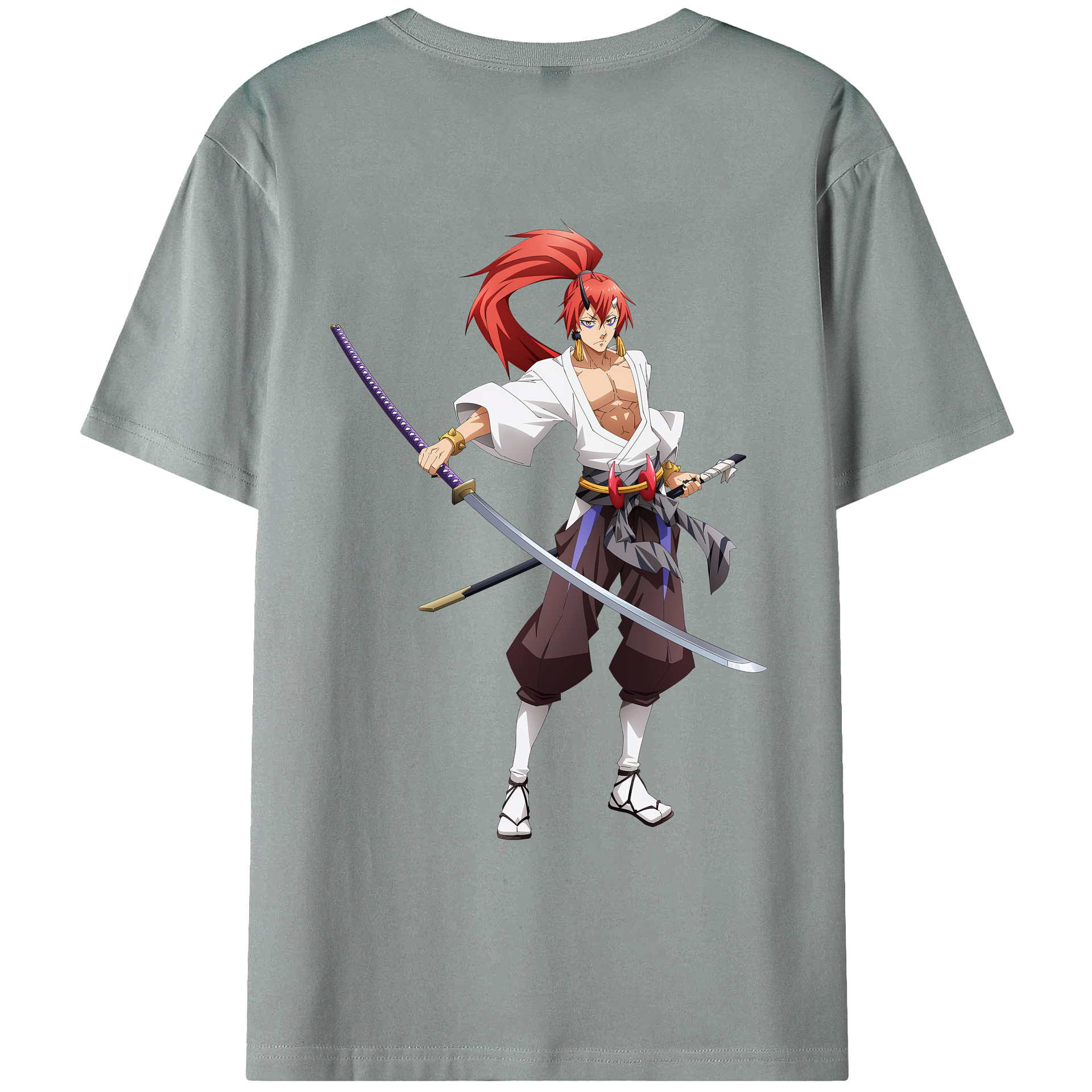 （画像用） 転スラ Regarding Reincarnated to Slime 綿100％ メンズ半袖Tシャツ（バックプリント） 通気性